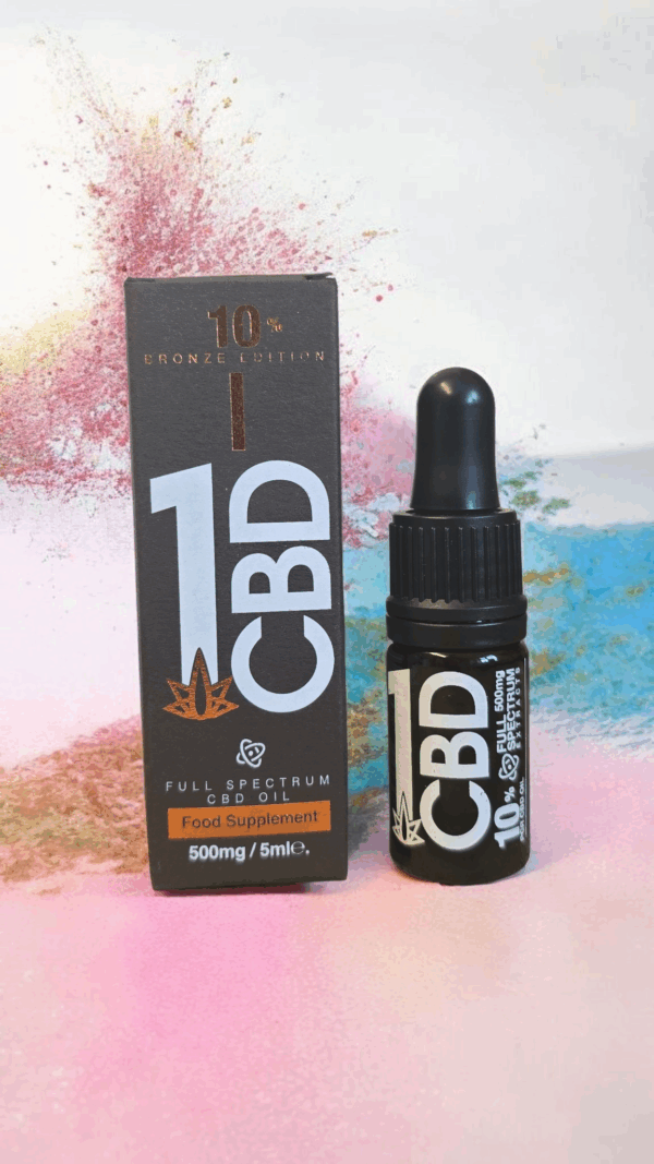 1CBD Bronze Edition 10% Pure Hemp 500mg CBD Oil in a 10ml bottle